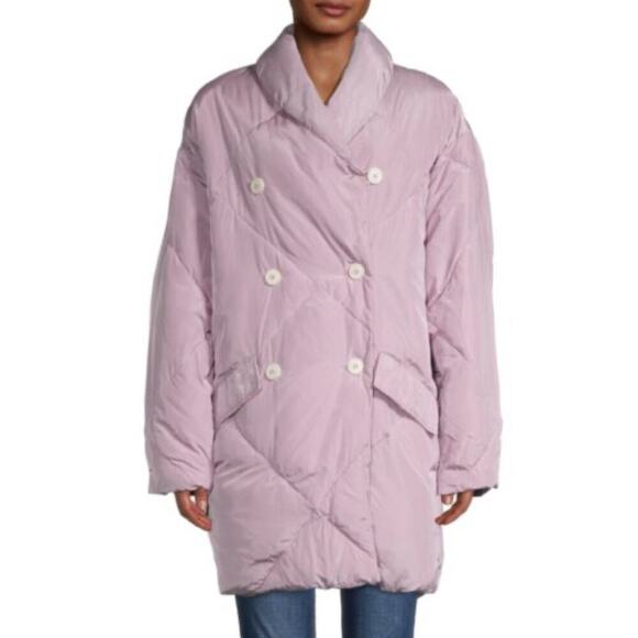 Free People women’s Ella Puffer Long Oversized Coat Size Medium Boho Fairycore - Picture 1 of 6